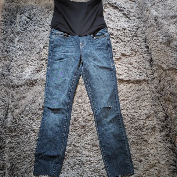 Maternity Good American Dark Blue Ankle Jeans. - Picture 2 of 5